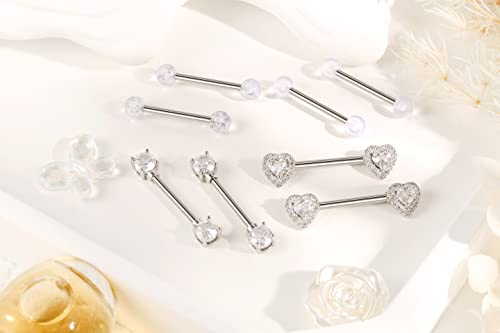 Shakalaka Surgical Steel Nipple Rings Body Piercing Jewelry for Women with Cute Heart 14g4