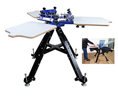 TECHTONGDA Silk Screen Printing Machine 3 Color 3 Station Screen Printer Screen Printing Press Equipment Adjustable Stand Height for T-Shirt Circuit Board