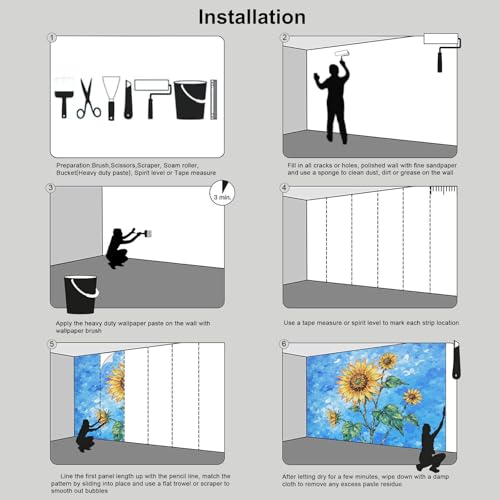 Papel Tapiz 3D Decoración de Pared para Sala de Estar y Sofá Azul 200x140 8