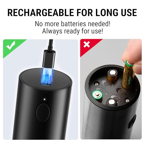 Image of TempPro Electric Salt and Pepper Grinder Set Rechargeable, 110ml Automatic Pepper Grinder Shakers with External Adjustment, Refillable Pepper Mill Set for House Warming Gifts(Previously ThermoPro)