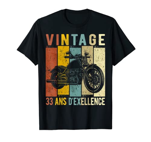 Homme 33 Ans Anniversaire Moto Motard Vintage Cadeau T-Shirt
