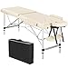 Yaheetech Folding Massage Table Portable Salon Couch Bed Professional Beauty Tattoo Therapy Table Adjustable 2 Sections Aluminum Cream