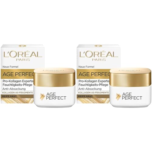 L'Oréal Paris Straffende Augenpflege für reife Haut, Anti-Aging Feuchtigkeitspflege gegen Altersflecken, Mit Kollagen-AS-Fragmenten, Age Perfect Pro-Kollagen Experte, 15 ml (Packung mit 2)