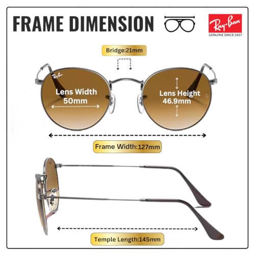 Image of Ray-Ban RB3447N ROUND FLAT LENSES Round Shaped Sunglasses for Men with Official RAYBAN Eyewear Kit