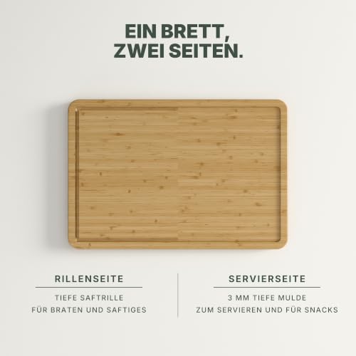 Foto von LARHN 2-in-1 Schneidebrett Holz & Serviertablett Bambus - 44x30x2 cm