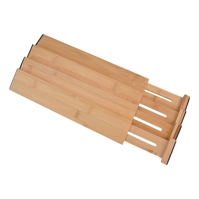 VIGAN Lot de 2/4 séparateurs de tiroir réglables en bambou pour chambre à coucher, cuisine, tiroir de rangement, séparateurs de tiroir extensibles pour placard, armoire (4 pièces/court)