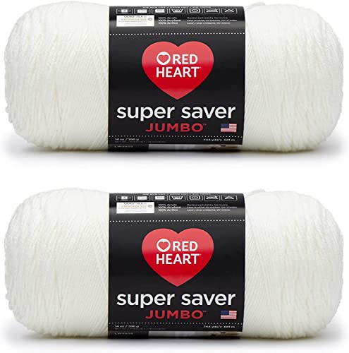 Image of Red Heart Super Saver Jumbo Yarn, Soft White 2 Count (Pack of 1)