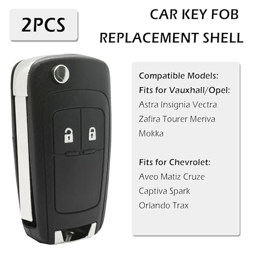 Funda de llave para Opel Astra e Insignia: pack de 2 carcasas de 2 botones para mando de coche 6