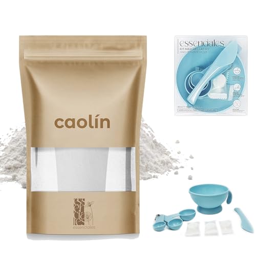 Mascarilla Arcilla Blanca Caolín para la Cara - ESSENCIALES 300g - Kit mascarilla, limpieza e hidratación para la piel