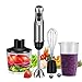 HIZQ Mixeur Plongeant Mixer Plongeur Multifonction 4-En-1 Avec Hachoir 600ML Et Bécher Mélangeur, Fouet En Acier Inoxydable, Mixeur À Immersion 6 Vitesses Pour Aliments Pour Bébés