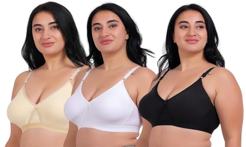 Image of Fabme Women's Seamless Plus Size Cross-Belt -White, Black Pack of 2, 3