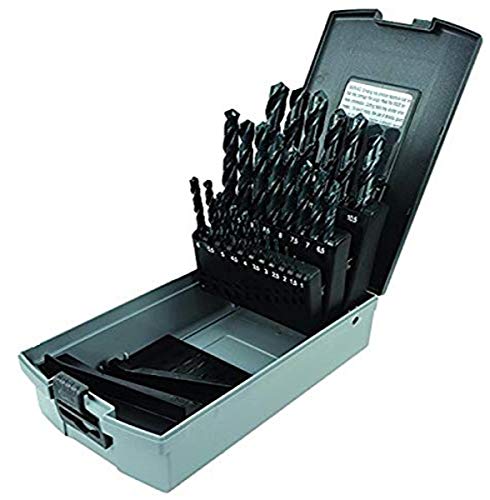 Morse Cutting Tools 18107 Jobber Length Drill Set, High-Speed Steel, Black Oxide Finish, Metric Size, 25-Pieces