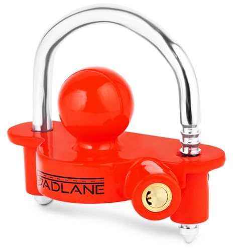 GADLANE Anhänger Schloss Rot - Anhänger Diebstahlsicherung mit 6 Anhängerschloss Diebstahlsicherung Positionen, Robustes Aluminiumlegierung, 50mm, mit 2 Schlüssel, für Wohnwagen & Boot