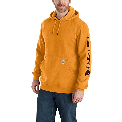 Carhartt Mens Loose Fit Midweight Logo Sleeve Graphic Hooded Sweatshirt, Marigold Heather, Medium Us #TOP20