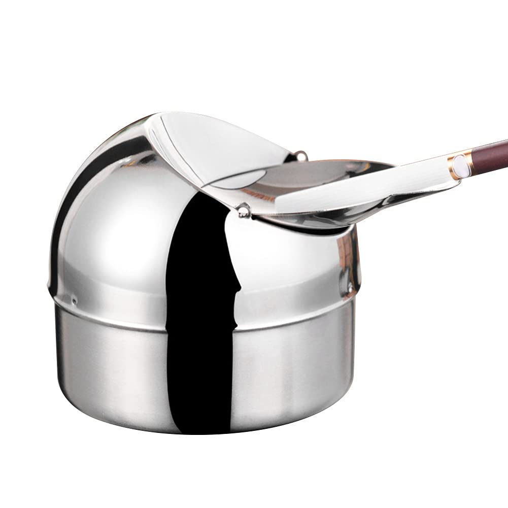 Surakey Car Ashtray, Stainless Steel Windproof Cigarette Ashtray, Portable Smokeless Self Extinguishing Ash Tray with Flip Lid, Travel Cigarette Holder for Most Car Cup Holder (Type 1)