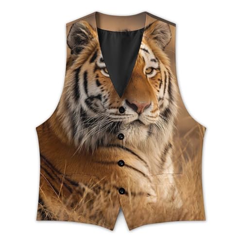 Tiger Men's Suit Vest Slim Fit Business Dress Party Pattern Waistcoat Vest Top3
