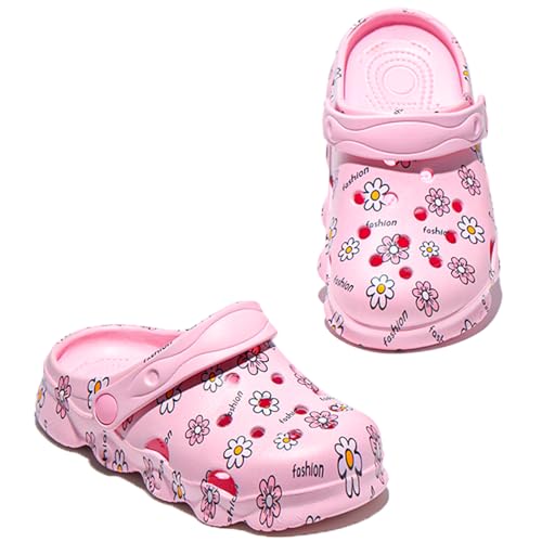 Image of Toddler Clogs for Girls Lightweight Kid Garden Clogs Breathable Slip-on Slides Sandals Slippers Children's Beach Water Shoes (xiaohua Fen, 25)