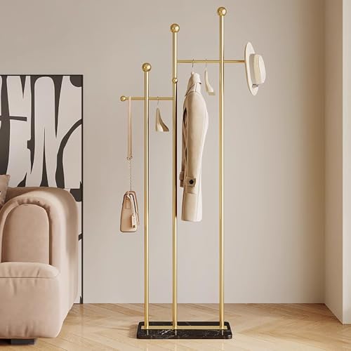Heavy Duty Coat Rack with Marble Base (Gold)