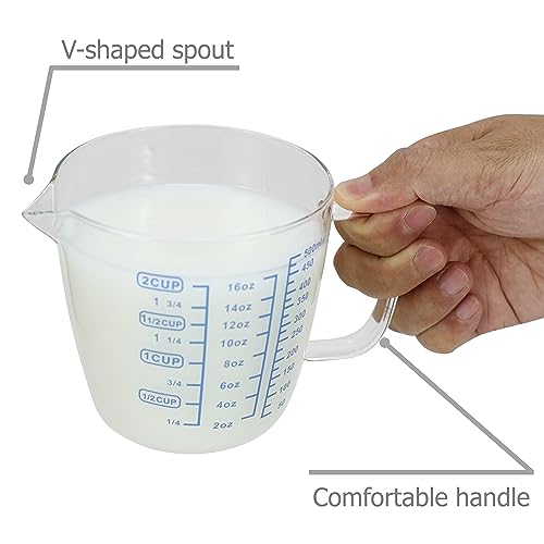 Vaso medidor de vidrio 500 ml con tapa y pico en V miniatura 6