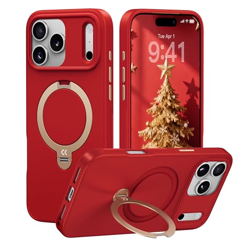 CASEKOO Vivid Red for 18 Pro / 17 Pro Case with 360 Spin Magnetic Stand