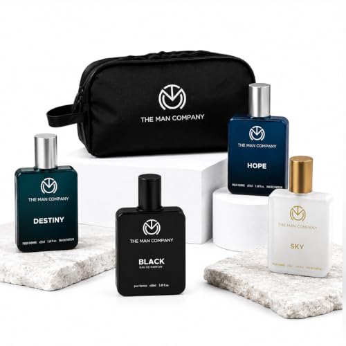 Image of The Man Company Premium Perfume Gift Set for Men (4 x 50ml) with Travel Pouch - Black, Hope, Destiny & Sky | Long-Lasting EDP & EDT Fragrances | Luxury Gift Set for Birthday, Anniversary & Valentine's Day