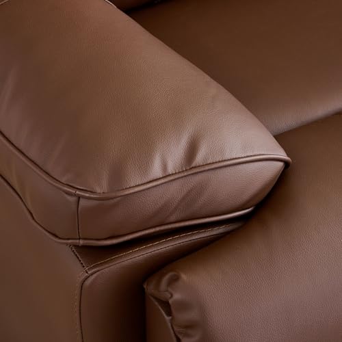 Image of Home Centre | Torino Faux Leather 3-Seater Electric Recliner | Recliner Sofa for Living Room | Solid Wood | Brown | 2 Year Warranty