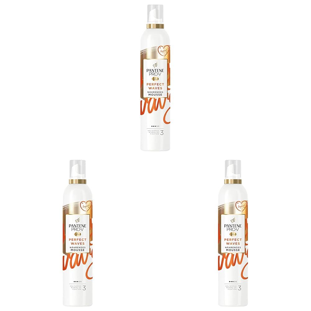 Pantene Pro-V Nährendes Mousse, Perfect Waves, 200ml, mit Arganöl, Haltegrad 3, verleiht glänzende & schwungvolle Wellen, Haarpflege (Packung mit 3)