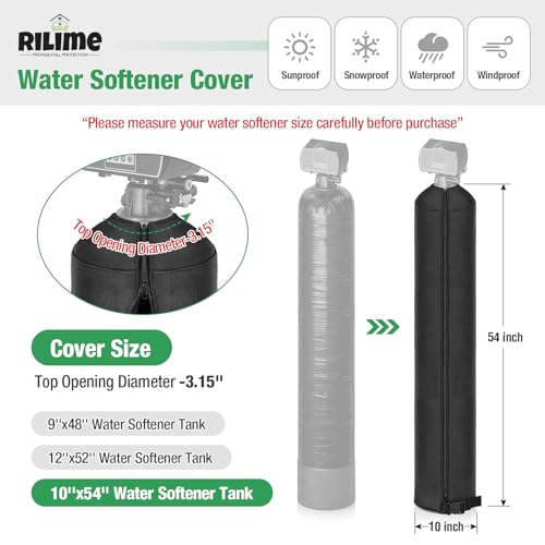 Water Softener Cover Outdoor,Neoprene Water Softener Sweat Jacket, Water Softener Tank Jacket with Secure Buckle Closure for All-Weather Protection-10"x54" by Rilime - Image 2