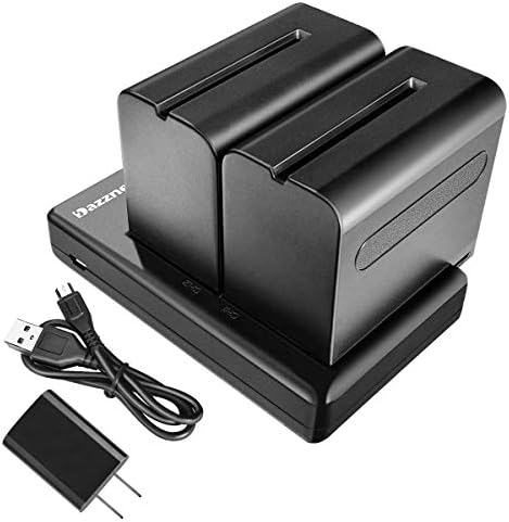 Dazzne 2 Pack NP-F970 Battery 6600mAh 7.4v Dual Charger US Plug Replacement for Sony NP-F970, F960, F930, F770, F750, F570, F550, F530 Battery Compatible with Sony DCR-VX2100, DSR-PD150, DSR-PD170