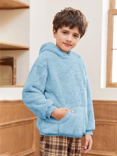 Image of Makkrom Boys Girls Sherpa Hoodies Fleece Hoodie Pullover Outfits for Kids