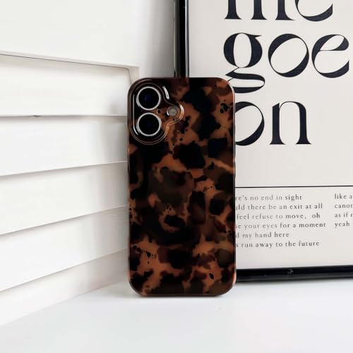 NITITOP Compatible with iPhone 16 Case Cute Stylish Leopard Print Brown and Black Amber Aesthetic Design for Women Girls Men Soft TPU Shockproof Protective Cover - Black by NITITOP - Image 6