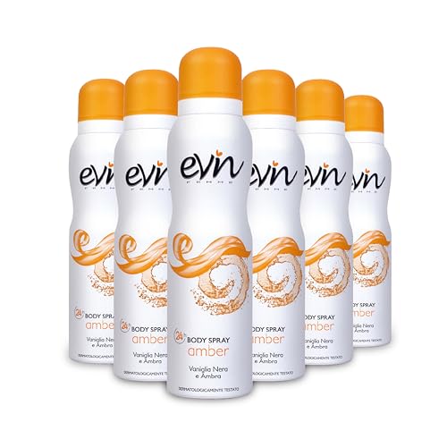 EVIN FEMME | Deodorante Donna Spray Amber, Fragranza Vaniglia Nera e Ambra, Formula Attiva per 24h, 6x150ml