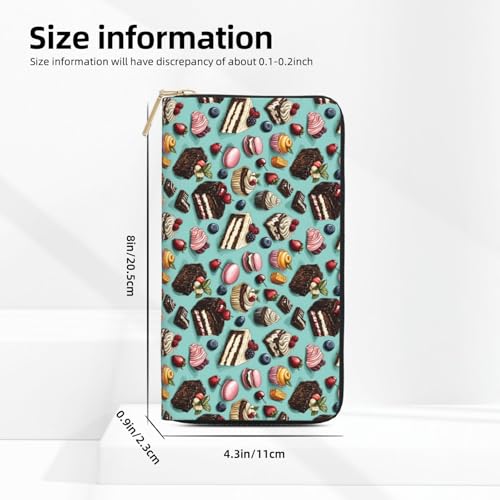 Cartoon Raspberry Cake Print Wallet Women, Leather Bifold Multi Card Wallet, Long Purse Women's Wallets2