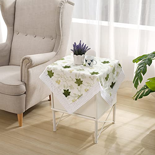 Bettop Square Tablecloth,Nightstand Tablecloth,Side Table Cover,Table Cloth For Bedside Table/ Nightstand/Night Table/Tea Table/End Table/Dressers,Table Dustcover Doilies For Furniture (Green Leaf) #TOP2