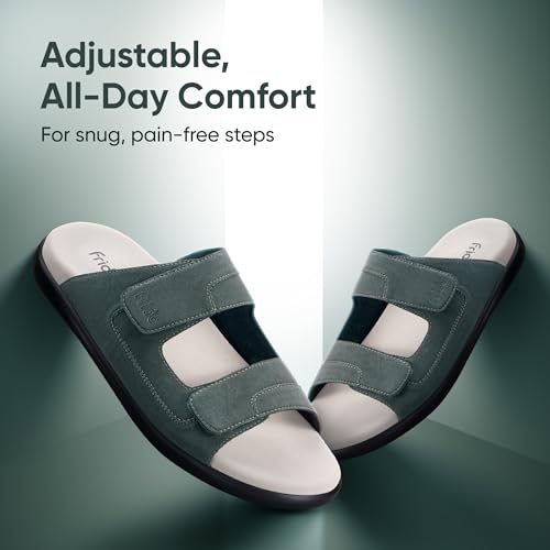 Image of Frido Comfort Dual Strap Sandals for Men with Bounce Back Cushioned Footbed, Zero Drop Sole for Arch Support Pain Relief, Lightweight Anti-Skid, Adjustable Velcro Casual Sandals