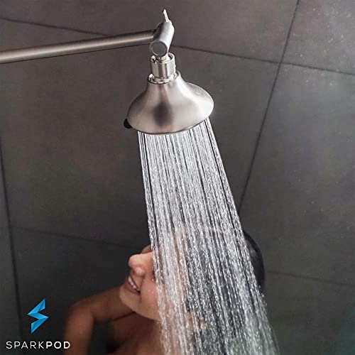 Shower Head Extension Arm By Sparkpod - 11" Solid Brass Shower Arm Extension With Universal Connection To Showerheads - Easily Adjustable Shower Arm For Rain Showerheads (Elegant Brushed Nickel) #TOP5