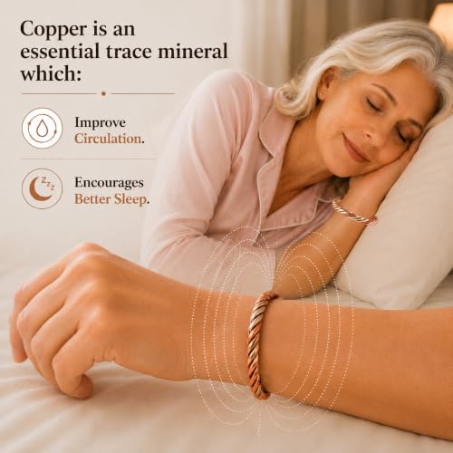 Image of Touchstone Copper magnetic bracelet Tibetan style. Hand forged with solid and high gauge pure copper. Twisted rope look. 2 metal look.