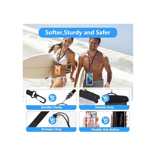 Image of Waterproof Pouuch for Mobile Phone & Rainproof Pouch for Mobile iPhone, Samsung, One Plus Mobile Compatible (Multicolor) (Waterproof Pouch Pack-of-2)