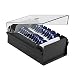 Acrimet Index Business Card Size File Holder Organizer Metal Base Heavy Duty (AZ Index Cards and Divider Included) (Black Color with Crystal Plastic Lid Cover)