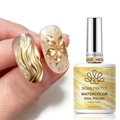 Born Pretty Metal Gold Watercolor Nail Polish Elegant Muted Matte‑Gold