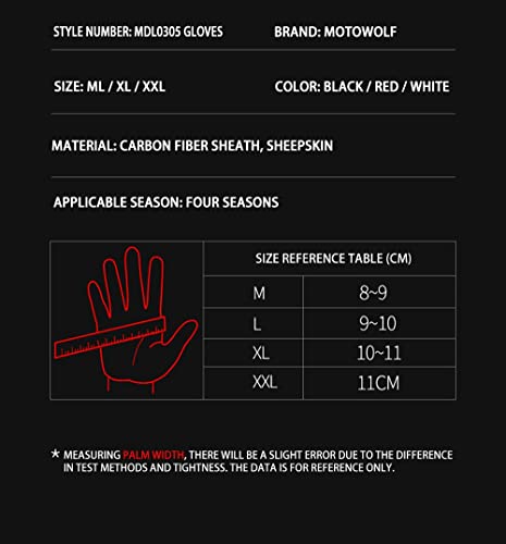 Motowolf Motorcycle Gloves For Men And Women, Full Finger Touchscreen Breathable Motorbike Gloves For Bmx Atv Mtb Riding, Road Racing, Cycling, Climbing, Motocross Mdl0305 (White, Large) #TOP6