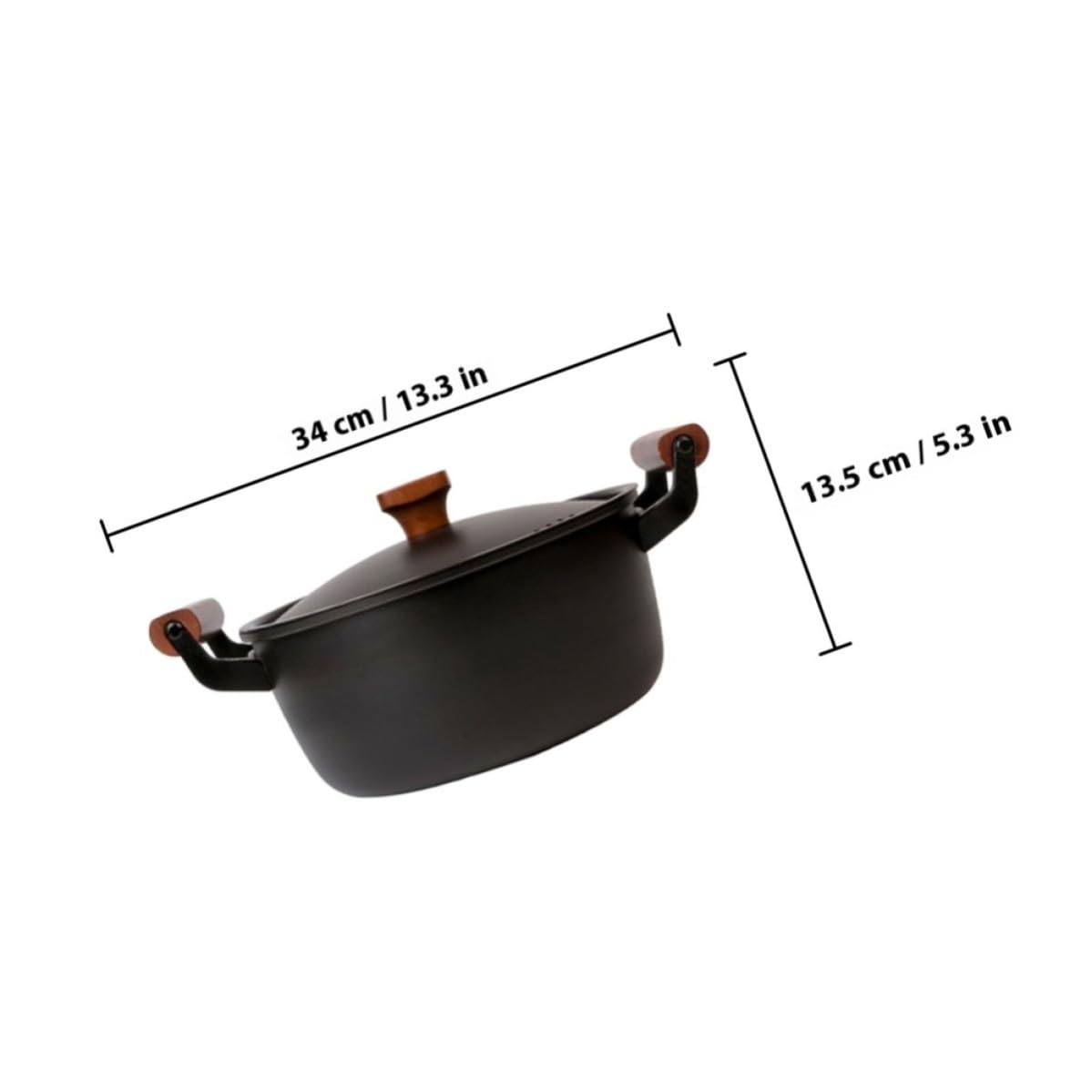 POPETPOP Olla de Hierro Fundido Diseño Compacto y Distribución Uniforme del Calor para Cocina Casera, Antiadherente sin Recubrimiento, Adecuado para Guisar y Sopa