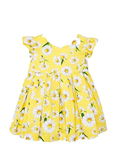 Mayoral Vestito con Fiori da Bambina, 24 Mesi (92), Giallo