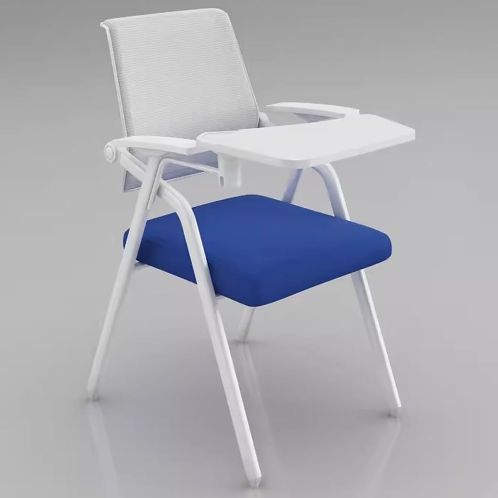Folding Tablet Arm Chair with Writing Pad Conference Office Training Chair with Armrests for Home Office Blue(Green)