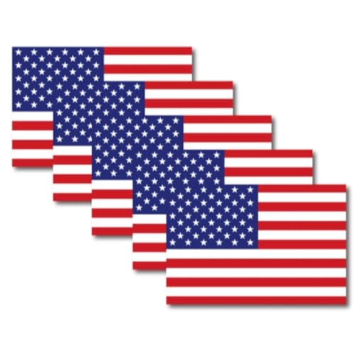 Image of Magnet Me Up American Flag Magnet Decal, 4x6 inches, 5 Pack, Red White and Blue, Heavy Duty Automotive Magnet for Car Truck SUV or Any Magnetic Surface, Show Your Patriotism, Proudly Made in The USA