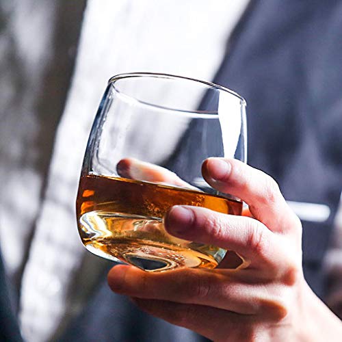 FLOW Barware Rocking Whiskey Glass Set | Cool Whisky Gift Set with Whiskey Stones | Whisky Glass Gifts for Men, Includes Wobbly, Spinning Tumbler & Granite Ice Cubes | Birthday, Father's Day Gift