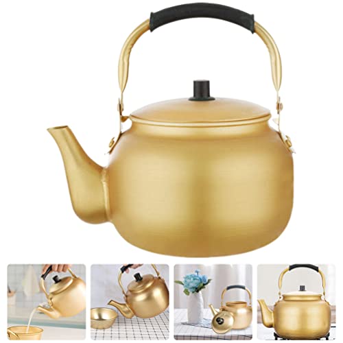 Yardwe Korean Tea Kettle Stovetop: Gold Aluminum Tea Kettle Rice Wine Water Kettle Camping Water Boiling Pot Teapot For Restaurant Home 6L #TOP5