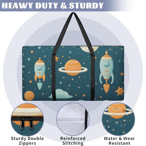 Artistic Galaxy Extra Large Moving Bags Heavy Duty Storage Bags Cartoon Galaxy Cloth Wrap Around Handles Double Zipper Reusable Convenient Foldable Storage Tote for Travel Camping Space Save3