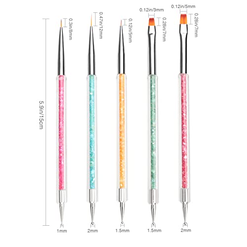 5pcs Nail Art Brushes,Nail Dotting Tools,Double Ended Nail Art Pens Kit Gel Nails,Nail Polish Pens Paint Manicure Beauty Nail Art Tools Nail Accessories - Image 5