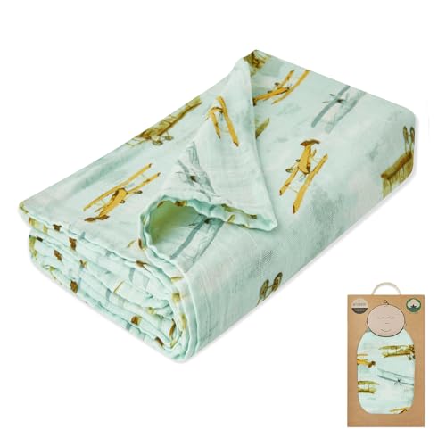 Image of Milkbarn Cozy Wrap Swaddle Blankets - Organic Cotton Baby Receiving Blankets Gentle for Unisex Newborn Infant, Ideal for Toddler Registry, Vintage Planes